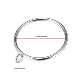 TA-VIGOR 24Pcs Metal Curtain Rings, 25mm Internal Diameter Drapery Ring, Drape Sliding Eyelet Rings, Hanging Rings for Curtain Poles Drapery Pole Ring, Silver