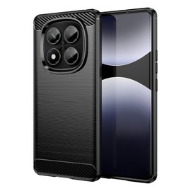 SCL Case for Redmi Note 14 Pro 4G and POCO F7 - Anti-Slip Brushed Texture with Carbon Fiber Design, Shockproof Protective Soft TPU Cover for POCO F7 - Black
