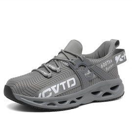 YUIRQIIN Steel Toe Shoes for Women Safety Work Sneakers Lightweight Non Slip Work Shoes Comfortable Composite Toe Slip Resistant Casual Walking Sneakers Grey