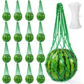 Covzoe 16 Pieces Watermelon Net, Melon Hammocks Cradles with 100 Cable Zip Ties, Heavy Duty Trellis Hammock Net, Pumpkin Support Hanging Bag for Watermelon, Pumpkin and Cantaloupe
