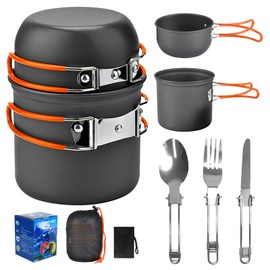 SilverChry Camping Cookware Set, Outdoor Dinnerware, Camping Cookware Set for 1-2 People, Outdoor Cooking Set, Easy to Carry Camping Cooking, for Camping, Outdoor Cooking, Hiking, Travel