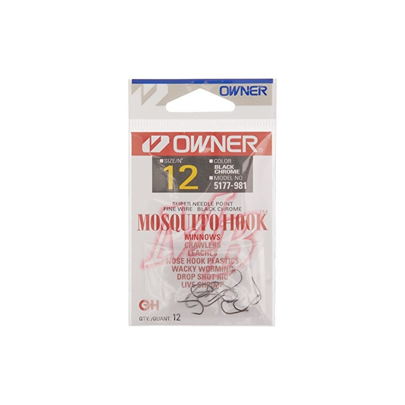 Owner American 5177-981 Mosquito Octopus Hook Size 12, Needle Point,
