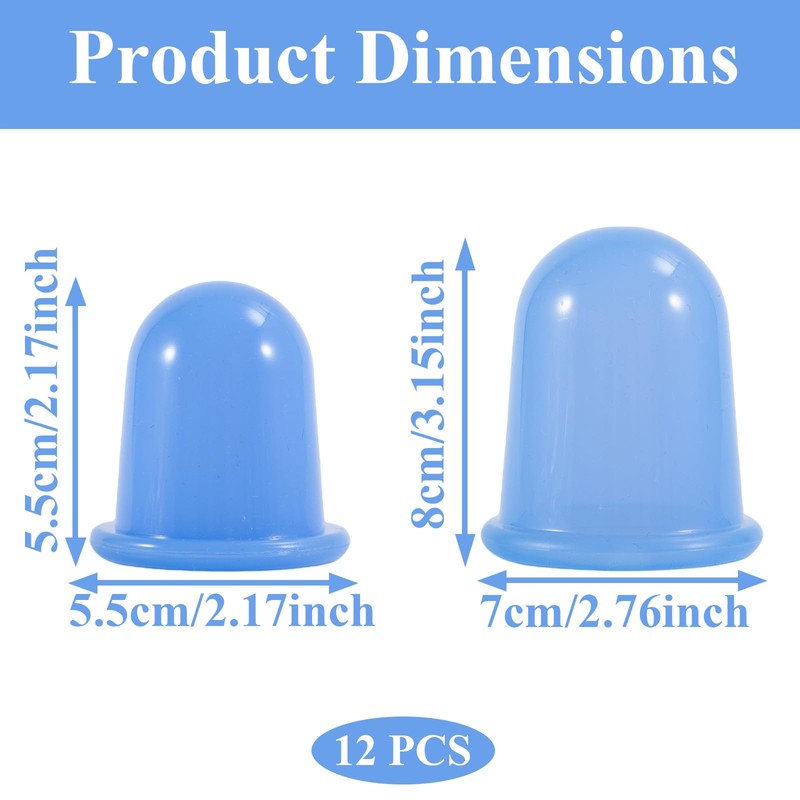 Silicone Squeeze Cupping Set, 12 Pack 2 Sizes Vacuum Suction