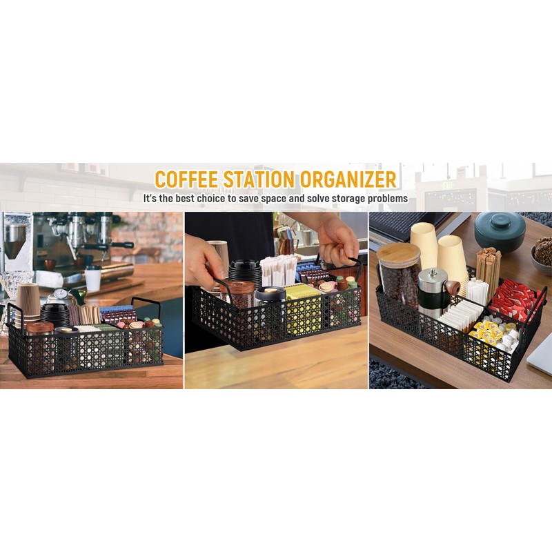 DYGZBLHT Coffee Bar Organizer, Metal Countertop Station With Handles, Coffee