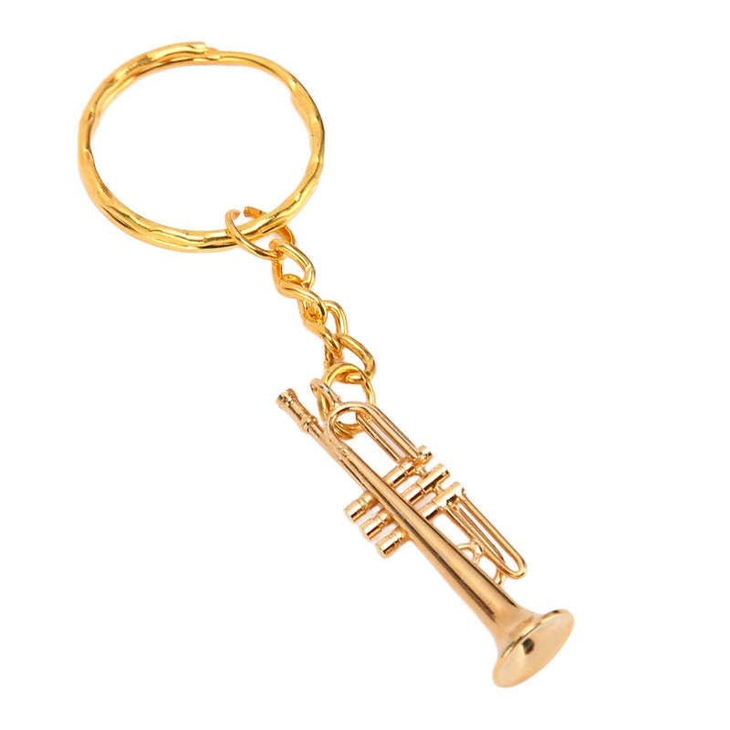 Trumpet Key Chain Pendant Metal Brass Fashionable Stylish Musical Instruments