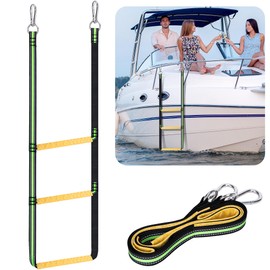 Boat Rope Ladder, 3 Step Heavy Duty 440lbs Strength Foldable Boarding Rope Ladder, Climbing Rope Ladder for Inflatable Boat, Pontoon Boat, Kayak, Motorboat, Sailboat, Canoeing