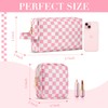 2Pcs Makeup Bag for Women, Large Checkered Cosmetic Bags with