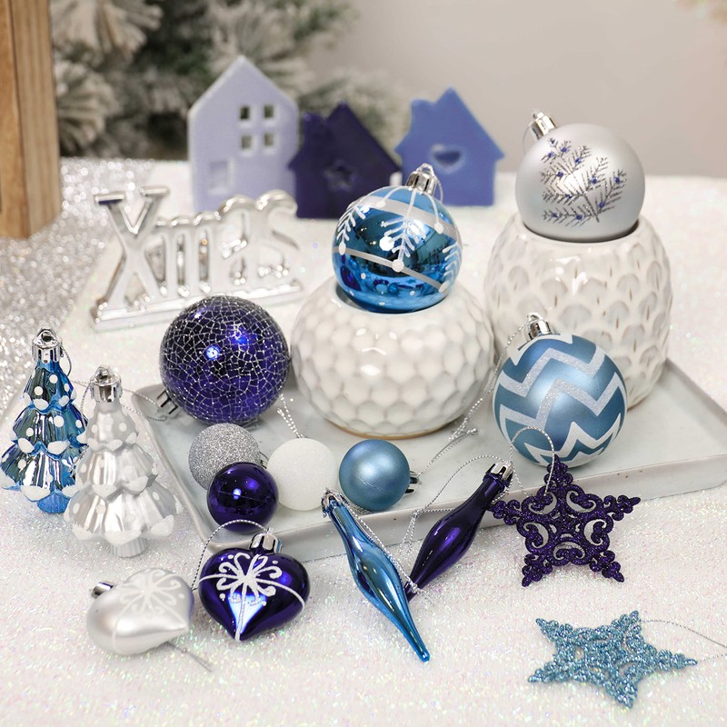 Valery Madelyn 70pcs 3-9cm Shatterproof Christmas Baubles Pack, Winter Wishes