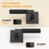 FILTA 1 Pack Matte Black Privacy Door Handles, Knurled Door
