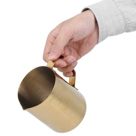 Christmas Carnival Frothing Pitcher - Milk Steaming Pitchers - Gold Stainless Steel Coffee Milk Frothing Cup Pitcher Jug with Scale for Home Coffee Latte Art Use(600ML)