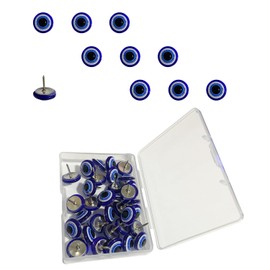 30 Pcs Evil Eye Push Pins Mini Decorative Push Pins Blue Eyes Thumbtack Push Pins for Cork Board Mini Drawing Pins Evil Eye Thumbtack for Paper File Photo Note