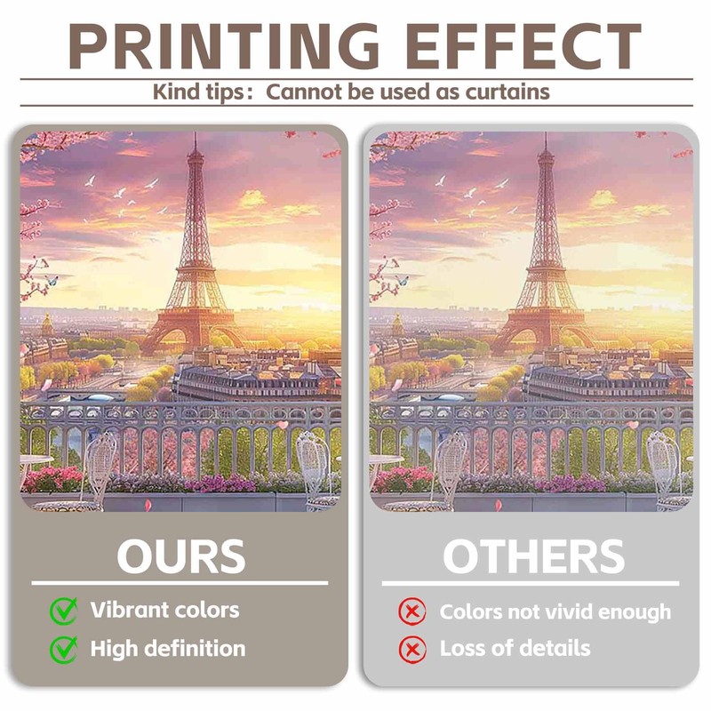 Luminora Fabric 7x5ft Paris Eiffel Tower Backdrop Cityscape Terrace Pink