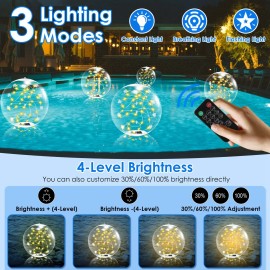 2pcs IP68 Waterproof 14in Solar Powered Pool Balls Inflatable Pool Decoration Lights Remote Control Floating Pool Lights 3PcsColor: Transparent Color