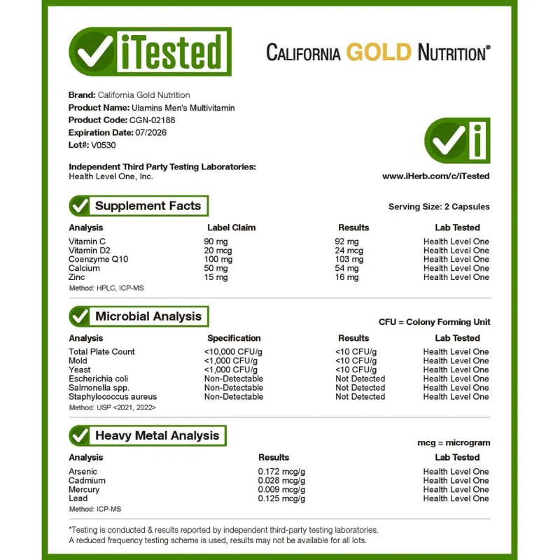 California Gold Nutrition Ultamins Multivitamínico Hombre