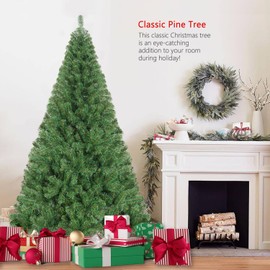 Liguanow 5Ft Artificial Christmas Tree Holiday Green Xmas Tree for Home Office Party Shop Indoor Outdoor Decoration Full Christmas Tree with 407 Branch Tips and Metal Foldable Stand