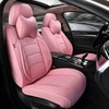 TIEHESYT Pink Car Seat Covers Front Pair, Breathable Leather Automotive