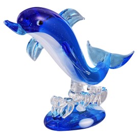 HEALLILY Glass Dolphin Figurines Animal Sculpture Statue Paperweight Blue Glass Dolphin Glass Blown Sea Animal Figurine Tabletop Ornament Decorative Showpiece Centerpiece