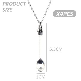 KVBUCC 4 pieces small spoon necklace, snuff spoon necklace, spoon pendant necklace, necklace set, stash necklace with spoon (4 colors)