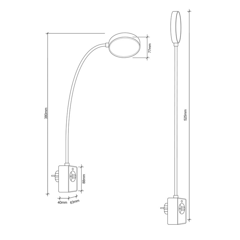 SEBSON LED Socket Light Dimmable Reading Lamp and Socket with