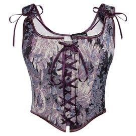Scarlet Darkness Women Cottagecore Costume Corset Top Cosplay Renaissance Bustier Purple Daisy Size 12
