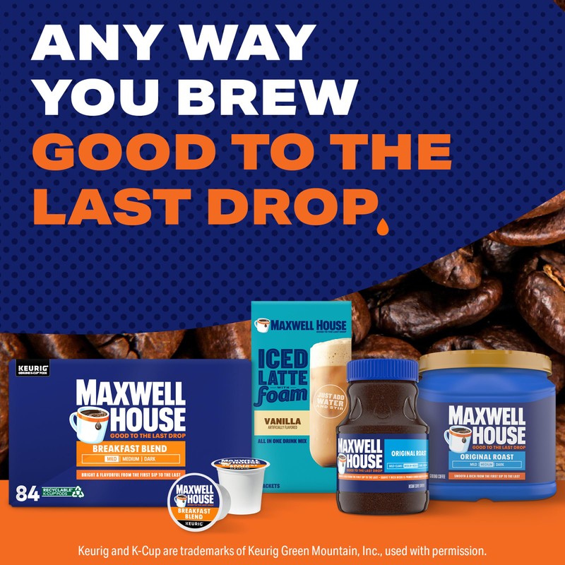 Maxwell House Breakfast Blend Mild Roast K-Cup Coffee Pods, 84