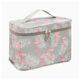 Large Capacity Makeup Bag – Travel Cosmetic Organizer Case with Brush Slots, Top Handle & Double Zipper