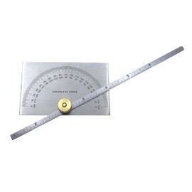 Taytools 469256 6 Inch Depth Gauge Protractor Rectangular Stainless Steel Brass Knob