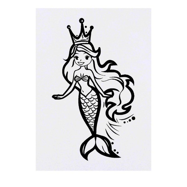 'Mermaid Princess' Temporary Tattoo - Water Resistant, Skin-Safe, Non-Toxic Transfer
