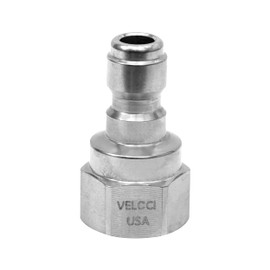 Veloci Prima 1/4" Stainless Steel Female NPT Quick Coupler Plug for Pressure Washers, Spray Wands, and Washing Attachments, Quick Disconnect Fittings, Made in the USA Commercial Grade