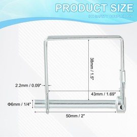 PATIKIL Trailer Coupler Pin 1/4x2", 8 Pcs Square Wire Lock Pin Shaft Locking Pins Safety PTO Hitch Pin for for Farm Trailer Tractor Truck Boat Towing (6x50mm)