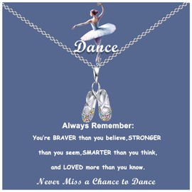 GIAYIER Dance Recital Gifts for Girls, Ballerina Necklace Jewelry, Ballet Gifts for Girls, Ballet Dancer Gifts, Dance Lovers Gifts for Young Girls Recital Dance Team Daughter Granddaughter Niece (Ballet Shoes Necklace)