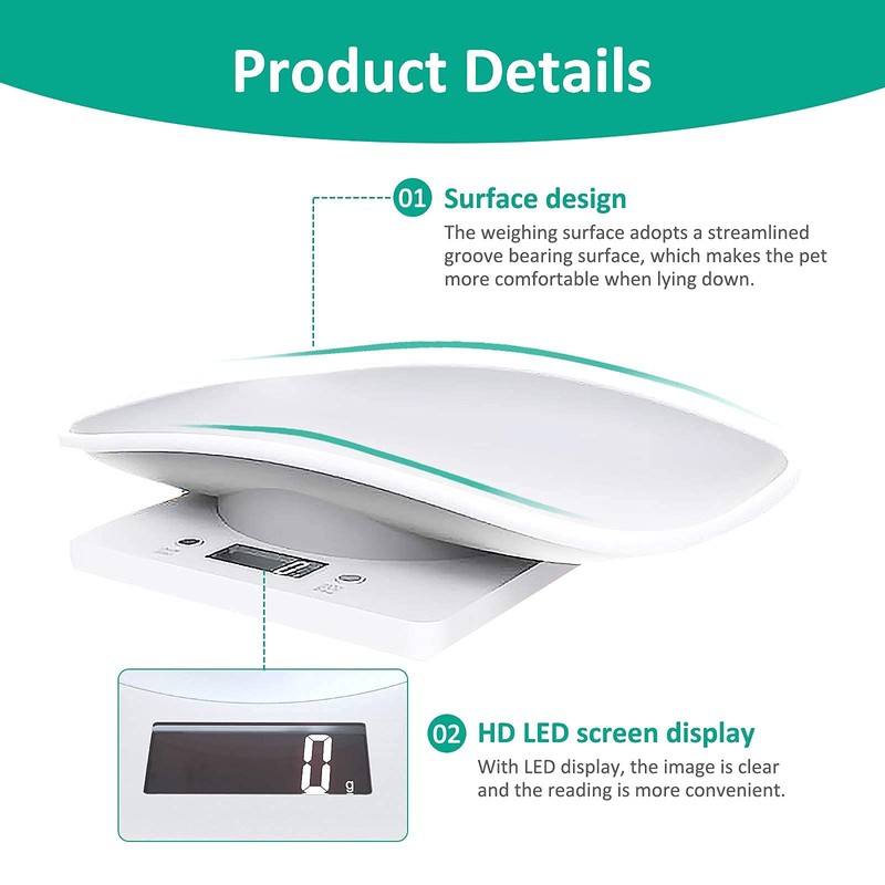 Digital Pet Scale, Small Animal Scale with Tape Measure, Kitchen