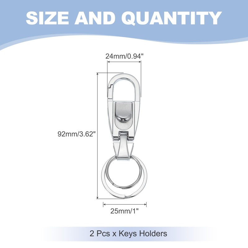 sourcing map Car Key Chain, Detachable Keychain Stainless Steel Buckle