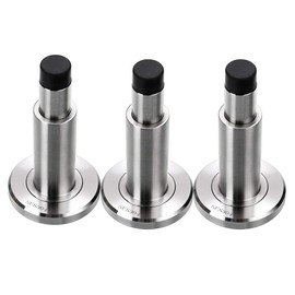 Sumnacon 3 Pcs Sturdy Adjustable Door Stoppers - Stainless Steel Modern Door Stops with Rubber Buffer, Wall Mounted Metal Doorstops with Hardware for Home Office, Silver