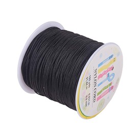 PH PandaHall 100 Yards 0.8mm Nylon Beading String Wind Chime Cord Replacement Chinese Knotting Cord Black Nylon Kumihimo Macrame Thread Beading Cord Braided Lift Shade Cord for Blind Windows