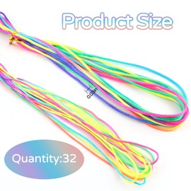 Pack of 32 Colourful Hair Wrap Cord Hair Strands for Braiding, Hair Braids Hair Braiding Hair Scrunchie Rainbow Accessories Braids Hair Styling Accessories for Women Girls (1 mm)