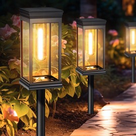 MEYCEMT Upgraded 8 Pack Solar Pathway Lights Outdoor - Modern Square IP65 Waterproof LED Garden Lights with Warm White Glow | Auto Dusk to Dawn & 14H Runtime for Lawn, Courtyard, Terrace Decor