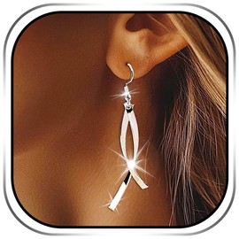 Campsis Silver Dangle Earrings for women, Leverback Hook Earrings