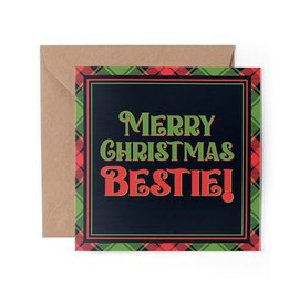1 x Greeting Card - Merry Christmas Bestie Best Friend Besties Pattern Festive Winter Scene Kids Happy Xmas Aesthetic Art #81194