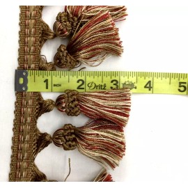 Unbranded Tassel Fringe Trim 3.25" for Drapery Curtain Upholstery Pillow/ Gold mix w Red