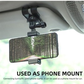 Car Sun Visor Mount for Cell Phone, 360°Rotation Phone Clamp Car Mount Holder Compatible with Insta360 Go3 X3 Action 3 Action 2 Gopro Pocket and FIMI Cameras