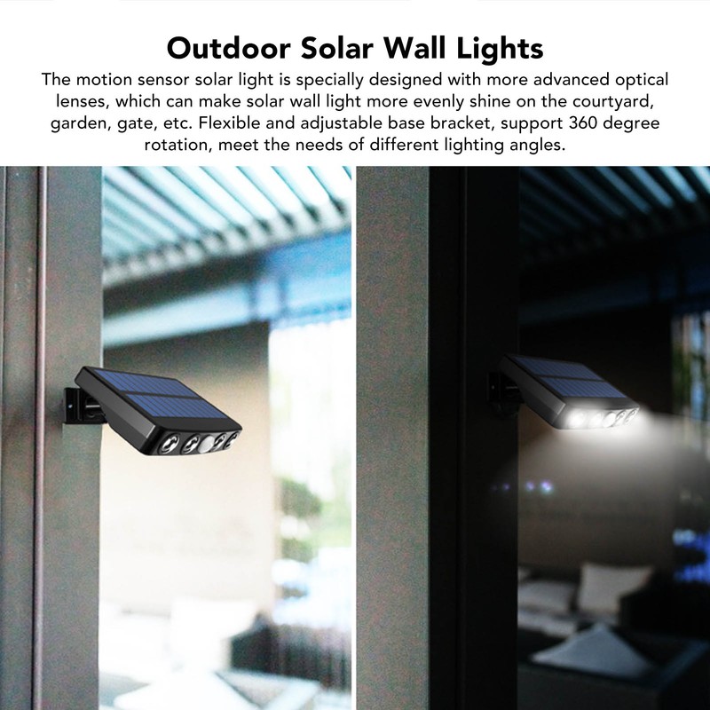Solar Fence Lights 3 Lighting Modes Motion Sensor Security Lights
