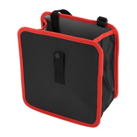 Partuto 1 Pcs Car Trash Can Auto Trash Bin Hanging Folding Oxford Cloth Black Red 9.1" Length 5.1" Width 9.1" Height