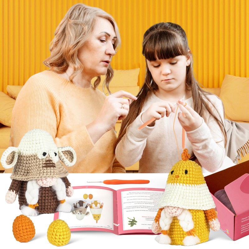 RoseFlower Crochet Kit for Beginners, Crochets Starter Kits with Step-by-Step