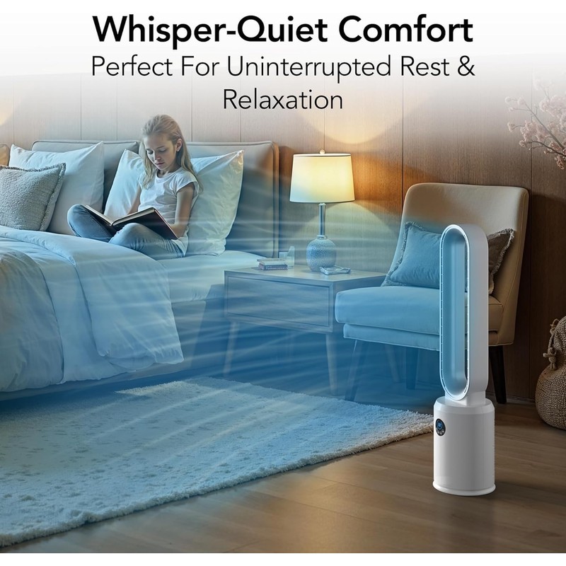 EZ-CHILL 40" Bladeless Tower Fan for Bedroom with Remote Control,