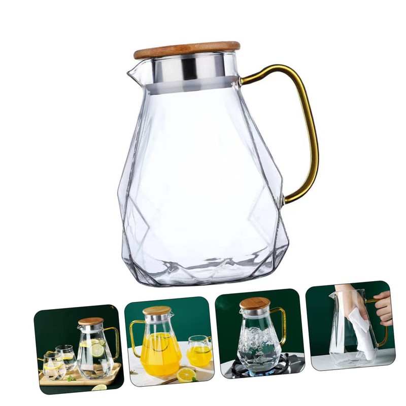 Sosoport 1Pc Capacity Glass Water Pitcher with Lid Practical Cold