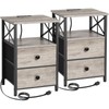 AMHANCIBLE AMHANCIBLE Night Stand Set 2, Nightstand with Charging Station,