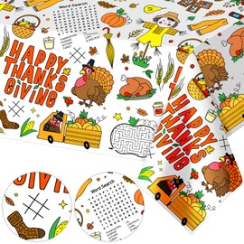 Windkream 1 Pcs 108 x 54 Inch Kids Giant Hello Thanksgiving Coloring Tablecloth Disposable Jumbo Paper Tablecloth for Coloring Banner for Home Classroom Birthday Activity Party Supplies