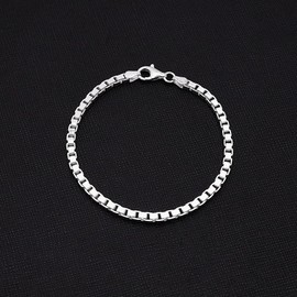 Treasure Bay Womens 3.5mm Solid 925 Silver Box Chain Bracelet (21.5)