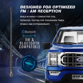 RYDONAIR Short Antenna Compatible with Ford F150 2009-2025 & Ford Bronco 2021-2025, Internal Copper Coil for Enhanced Reception, 13 inches Flexible Rubber Antenna Replacement